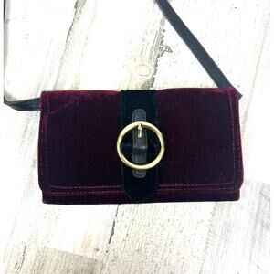 Circus By Sam Edelman Burgundy Velvet Crossbody Shoulder Buckle Purse Bag NEW